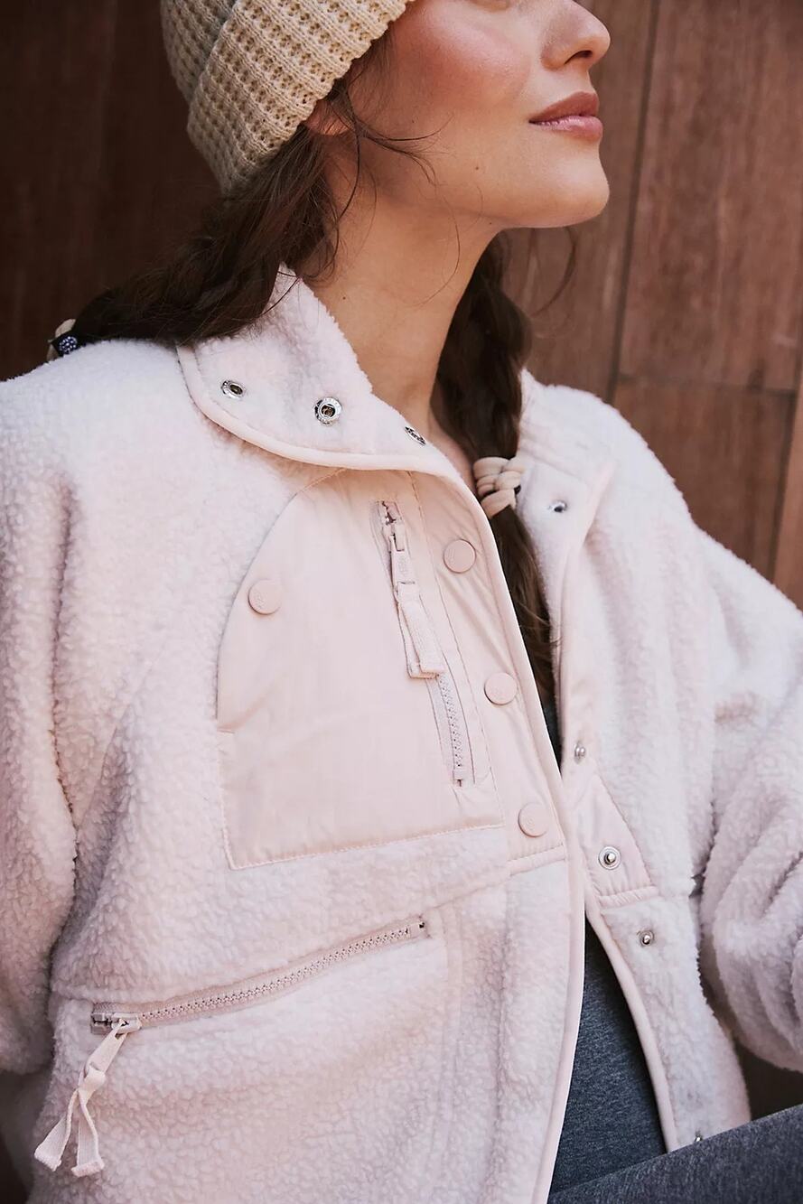 FP Movement Free People Hit The Slopes x Hatch Fleece Jacket Pale Pink XSmall